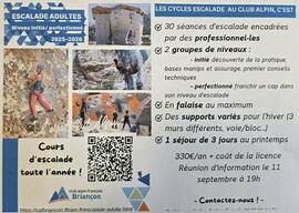 2025-2026 - Cycles / Cours d'escalade salle & falaise 2025-2026 - Cycles / Cours d'escalade salle & falaise